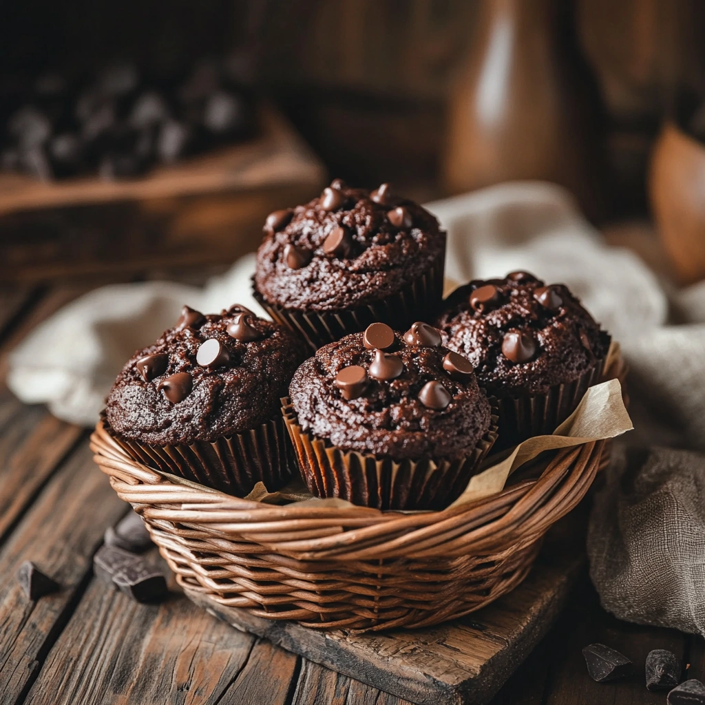 Double chocolate muffins fresh baked