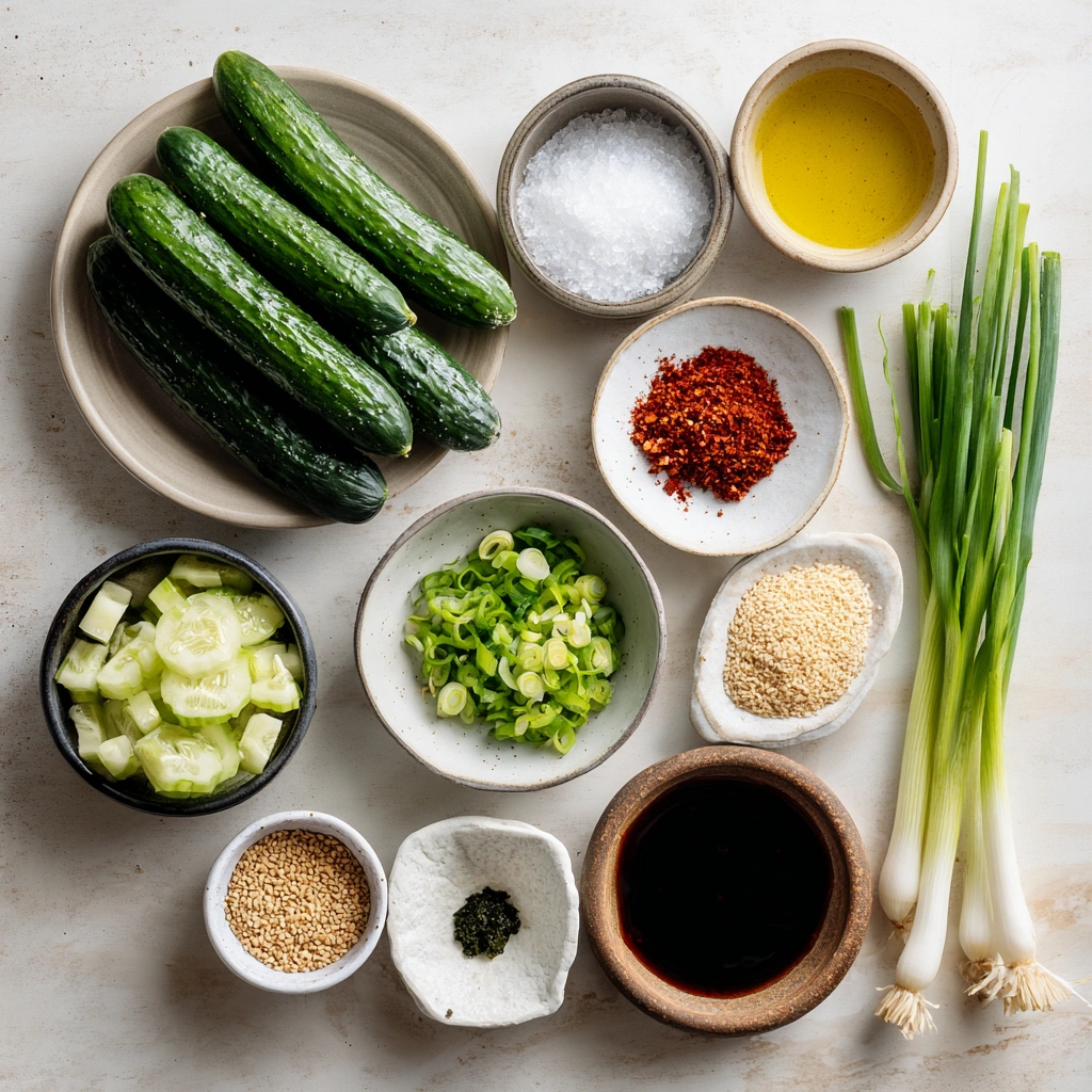 Ingredients for Korean cucumber salad recipe