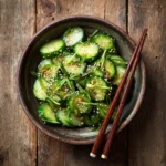 Korean cucumber salad served with dinner